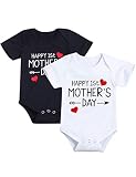 Happy First Mothers Day Newborn Baby Boy Girl Outfit Short Sleeve Bodysuit Twins Summer Romper Cloth