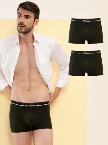 Image of HiFlyers Men's Cotton Spandex Odour-Free, Long Lasting Comfort, All Day Fresh and Confidence Dark Knight Collection Solid Trunks