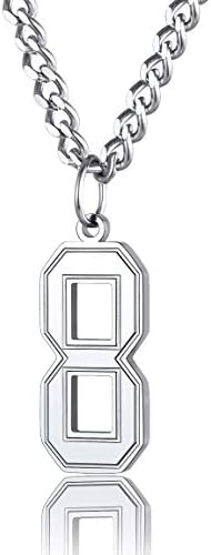ChainsPro Inspiration Baseball Lucky Number Pendant with Stainless Steel 22'' Curb Chain,26 Captical Initial Letter Chain for Men Women Boy,Silver/Gold/Black (with Gift Box)