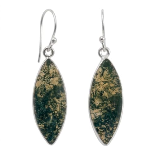 Natural Green Moss Agate 925 Solid...