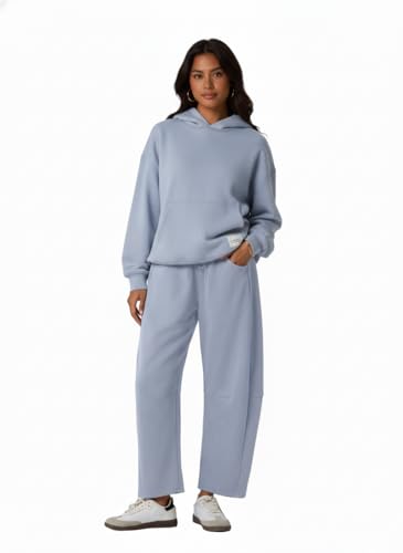 Image of Lepunuo Barrel Sweatpants Women Casual Baggy Elastic Waisted Pants Wide Leg Gym Trousers with Pockets