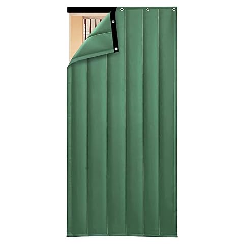 MNSSRN Super Soundproof Door Curtain, Quilted Professional Cold-Proof Bedroom Refrigerated Truck Kitchen Commercial Bar Door Curtain,Green,70 * 200cm Cover