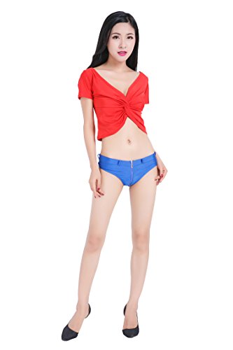 最安値 ツルツルニット ローライズ Tバック ホットパンツ ショートパンツ Kn65 L 青の価格比較