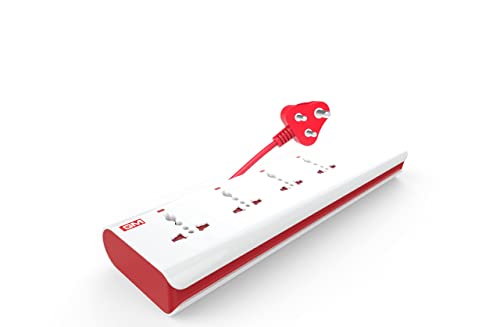 Image of GM 3061 E-Book 4+4 Power Strip with Spike Guard & Surge Protector, 4 Individual Power Switch 6 AMP Output, Safety Shutter, 4 International Sockets Board, 2 Meter Cord Length, 1 Year Warranty Pack of 2