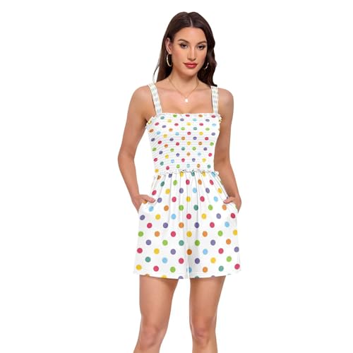 Barboteuse pour femme vêtement d'été à pois coupe combinaison short décontractée