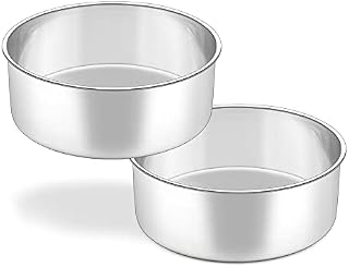 HaWare 8 Inch Deep Cake Tin, Stainless Steel Round Baking Pan Set of 2, Birthday Wedding Deep Layer Cake Tin for Baking Roasting Serving, Healthy & Non-Toxic, Mirror Polished & Dishwasher Safe (20cm)