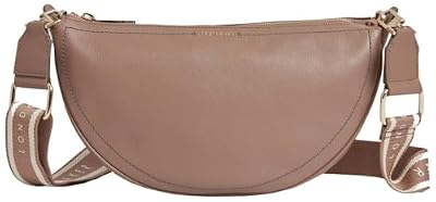 Ted Baker Borsa a tracolla da donna in pelle a mezza luna, colore: tortora