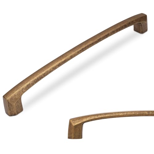 SUNCN アンティーク真鍮キッチンキャビネットハンドル 6個パック 15インチ(381mm) キャビネット取っ手 ヴィンテージ引き出し取っ手 高齢キッチンハードウェア