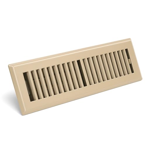 Image of 4 inch x 10 inch Brown Floor Register 2 Way - Stamped Face Steel Vent Cover, HVAC Floor Grille for AC Heat, Fits 4x10 Duct Opening, Heavy Duty Metal Register, 10 Pack