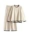 Lentta Damen 2 Stück Pullover Sets Outfits Langarm Strickpullover Tops Weites Bein Hosen Lounge Sets Trainingsanzüge, Beigegrau, Large