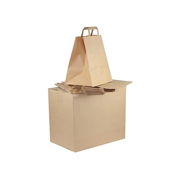 25 Stück Papiertragetaschen 18+8 x 22 cm Papiertüten | Geschenktüten Papier Geschenktüte Kraftpapier Tüten | Kleine…