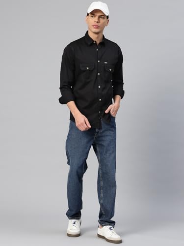 Image of Majestic Man Men's Washed Cotton Twill Casual Shirt -| with Dual Flap Pockets - Slim Fit | Full Sleeve | Casual Wear | Trendy & Comfortable
