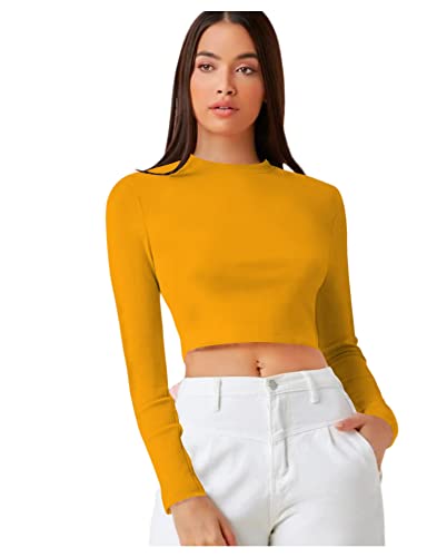 Image of Dream Beauty Fashion Women's Casual Round Neck Long Sleeves Stylish Crop Top - 17 inch Inches (Tee-Tally 02)