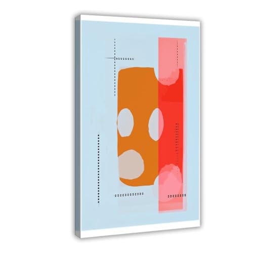 Affiche abstraite bleu et orange doré en toile 30x45 cm pour déco chambre