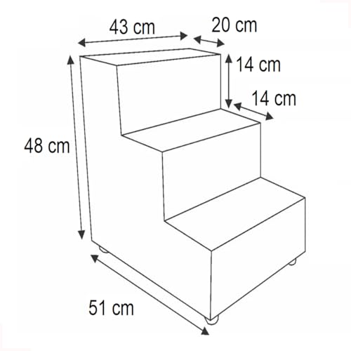 Rampa Escada Pet Suede Acolchoada Cachorro Cães 3 Níveis (Preto, GG, 1)