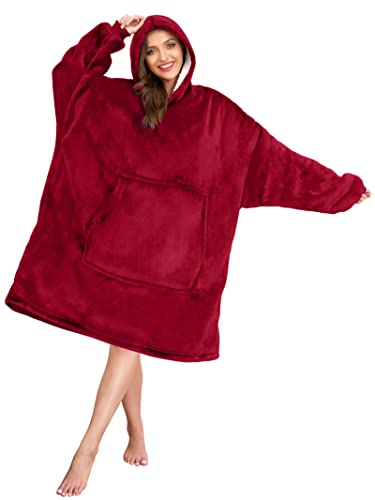 Lushforest Oversized Hoodie, Decke für Frauen Mädchen, Superweiche Sherpa Fleece Langarm Robe Cover