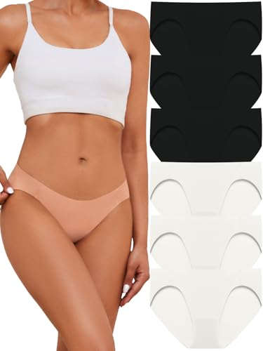 Image of Seamless No Show Underwear:Comfort Sexy Low Rise Womens Panties Stretch Invisible Bikini Briefs Ladies Panty 6 Pack