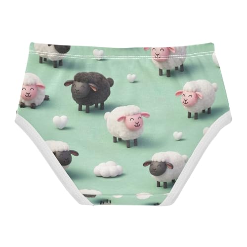 Girl Underwear, Cute Cartoon Sheep Toddler Girl Briefs, Girls Underwear Cotton, 2T–8 Years2