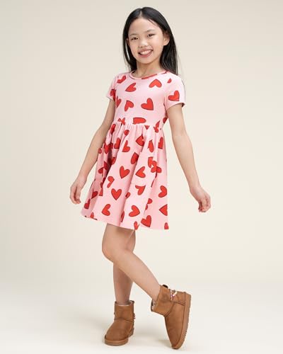 Stelle Girls Dresses Cotton Short Sleeve Dress Cute Midi Casual Sundress with 2 Pockets2