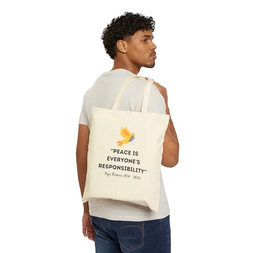 Peace for Ukraine Cotton Canvas Tote Bag, Pope Francis Quote Tote, Ukraine Support Bag, Reusable Shopping Bag, Ukrainian Gift2