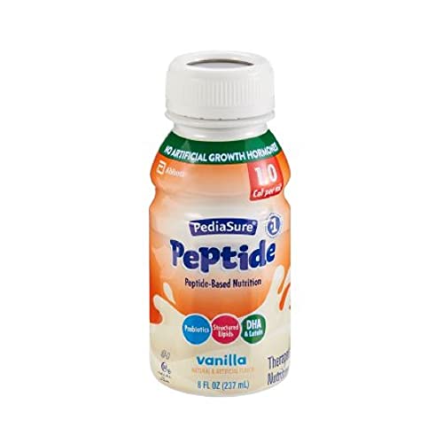PediaSure Peptide 1.0 Cal, Peptide-Based Formula, Sole-Source Nutrition Drink for Tube Feeding or Oral Nutrition, Vanilla, 8-fl-oz Bottle, Pack of 24