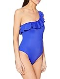 Marca Amazon Iris & Lilly Bañador un Hombro Volantes Mujer, Azul Cobalto, M