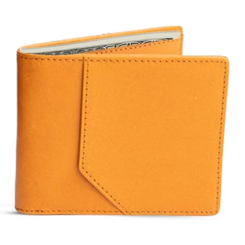 Bifold Wallet for Men with RFID-Protection, Men’s Wallet Premium Leather, 6 Dedicated Card Slots, Holds Up to 10 Cards, Orange