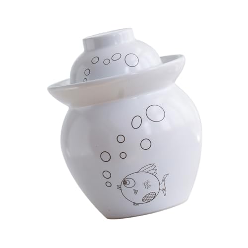 MOTHNUR Barattolo Di Fermentazione Ermetico in Ceramica Da 1,5 Kg, Contenitore Sigillato Per Sottaceti e Verdure, Vaso Di Terracotta Coperchio Antipolvere Per Conservazione Stagionale e Uso Multiplo