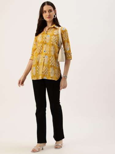 Image of feranoid Classic Collared Cotton Shirt with 3 /4 Sleeve for a Timeless Casual Look