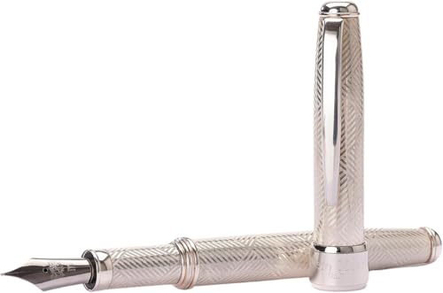 Grifos - Pluma Estilográfica de Plata de Ley 925 - Personalizado - Grabado Canvas - Artesanía Italiana - Recargas Incluidas