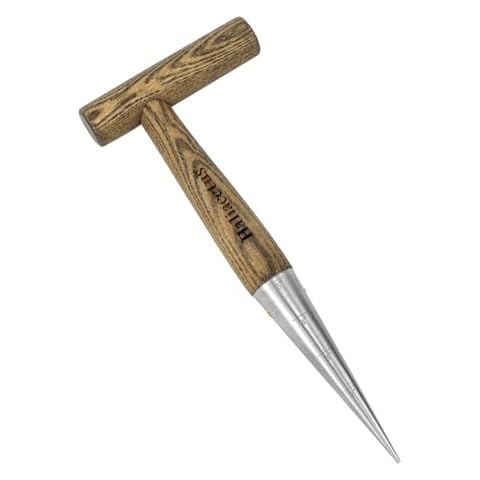 2024 New Upgrade Hand Dibber with 5 inches Measuring Scale, Easy to Grip L-Shaped Wood Handle Dibbler, Stamped Stainless Steel Tip Seed Dibber, 11.3'' Dibber for Sowing Seeds and Planting Seedlings Cover