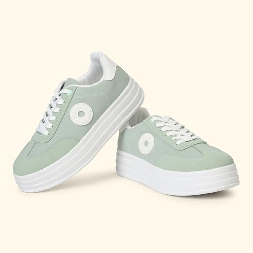 Image of YOHO Chunky Sneakers for Women | Canvas Upper, Cushioned Insoles & Lightweight Casual Shoes for Everyday wear | CAS 105