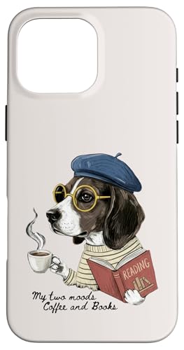 Dog Reading Book Coffee Dark Academia Intellectual Reader �X�}�z�P�[�X iPhone 16 Pro Max �p