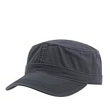 The Vintage Year Washed Cadet Cotton Twill Adjustable Military Radar Caps (Charcoal Gray Heavy Stitching)
