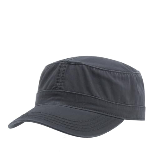 The Vintage Year Washed Cadet Cotton Twill Adjustable Military Radar Caps (Charcoal Gray Heavy Stitching)