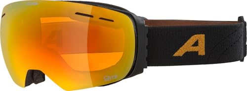 ALPINA GRANBY Q-LITE - Occhiali da sci a specchio, con protezione UV al 100%, per adulti, colore nero/oro opaco, taglia unica