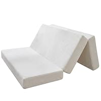 MAXYOYO Opvouwbare Cord-matras, driemaal opvouwbare bodemmatras, 10 cm dik, met wasbare overtrek, opvouwbaar in DRIE delen, ruimtebesparend voor