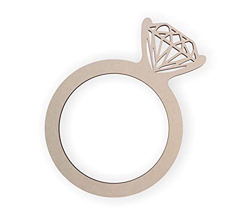 Wooden Shape Diamond Wedding Ring, Wooden Cut Out, Wall Art,