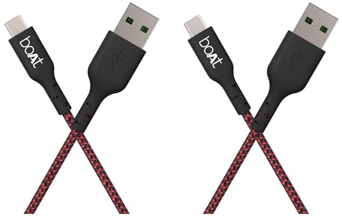 Image of boAt A 350 Type C Cable for Personal Computer, 1.5m (Black) (Pack of 2)