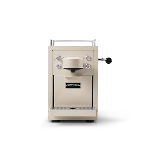Sjöstrand The Original Capsule Coffee Machine, Pod Machine, Stainless Steel Body, Espresso or Lungo Coffee, 1.2L Tank Capacity, 19 bar Pressure, Beige