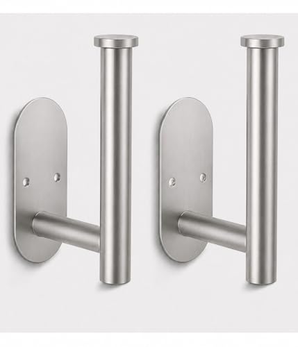 2Pcs Toilet Paper Holder Wall Mount for Bathroom, Heavy-Duty Screw-in Rv Toilet Roll Holder, SUS304 Rustproof Stainless Steel Rust Proof, Suitable for Kitchen Washroom Morden Brushed Nickel Silver