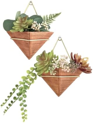 OAKOA 2 Pack Succulent Wall Planters for Indoor Plants - Hanging Wall Planter Indoor Wall Planter Modern - Gold Triangle Wall Plant Holder Geometric Wall Decor Wall Mounted Planters Wall Pots Plants