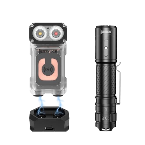 WUBEN C3 Flashlight 1200 High Lumens Rechargeable Flashlights Bundle X3 Mini Rechargeable Flashlight with Charging Base