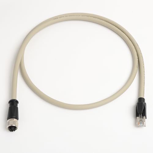 HangTon Cable Ethernet, M12 a RJ45, codificado X, hembra de 8 posiciones para sensor de actuador industrial, aplicación de automatización, interruptor de red, enrutador PLC, SF/UTP gris, 1 m