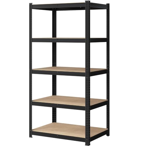 Image of Yaheetech Heavy-Duty Metal Storage Rack 90 x 60 x 180cm Shelving Unit Black