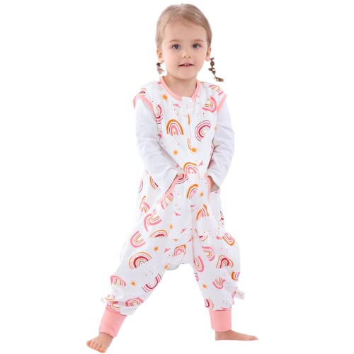 Image of NOUJULOUN Toddler Sleeping Sack, Toddler Sleep Sack with Feet, Walker Wearable Blanket, Sleep Sack with Legs,0.5Tog(Pink 2T-3T)