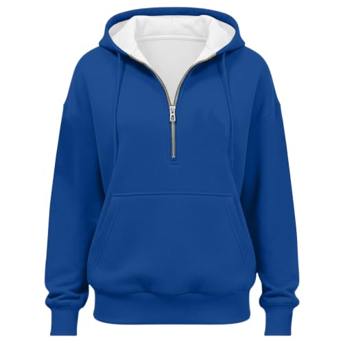 HswsEJ Quarter Zip Pullover Women Fleece Oversized Hooded Sweatshirt - image 4