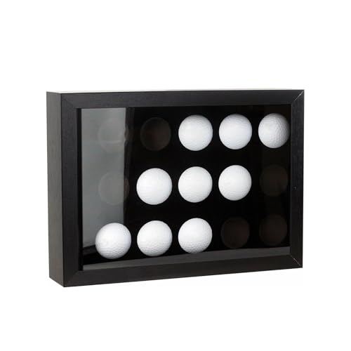Golf Balls Display Case With Eva Foam Protection, Wall Mount &Amp; Desktop Golf Ball Holder Display Case Shadow Box Hold Up 15 For Collector, 12.3 X 8.86 X 2.56 Inch