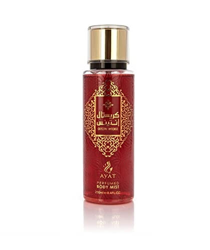 AYAT PERFUMES – Brume Corporelle Parfumée CRYSTAL INTENSE 250 ml - Body Mist Brume Corps Senteur Orientale Arabian Fragrance Pour Femme – Fabriqué à Dubaï