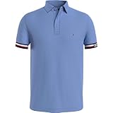 tommy hilfiger monotype flag cuff slim fit polo mw0mw33585 maniche corte, blu (blue spell), xl uomo